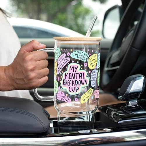 Sip-Sip Hooray! Mental Health Affirmations 40oz Glass Tumbler with Lid - Image 5