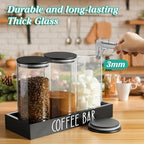 Glass Coffee Canister for Ground Coffee - 3Pcs 45oz Coffee and Sugar Container Set with Airtight Bamboo Lids and Black Tray - Farmhouse Coffee Bean Storage Jars for Coffee Bar Decor and Accessories - Image 7