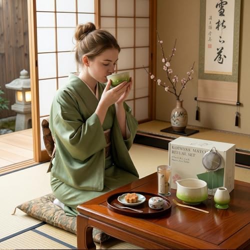6 Pcs Matcha Whisk Set, Includes Matcha Bowl, Whisk and Holder, Bamboo Scoop and Spoon, Stainless Steel Sifter – Premium Matcha Tea Set for Beginners & Tea Lovers, Daisy - Image 5