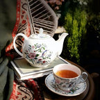 Aynsley Porcelain Tea Set Adult Ceramic Tea Set European Flower Painting Teapot Cup Saucer Spoon for Women Mom Gift (Fresh Style,5 Pcs) - Image 2