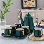 Tea Cups And Ceramic Tray Set of 14 Pieces,Luxury Set with Teapot, Afternoon Tea Coffee Cups, British Porcelain Tea Party Set for Housewarming Gifts,A - Image 2