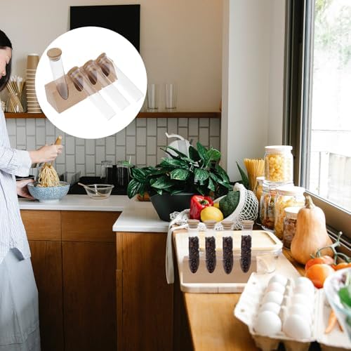 VICASKY Glass Coffee Bean Storage Canisters with Wood Stand, Airtight Sealed Glass Tubes for Coffee Beans, Tea, and Grain Organization, 4pcs Small Flat-bottom Food Storage Jars for Home - Image 7