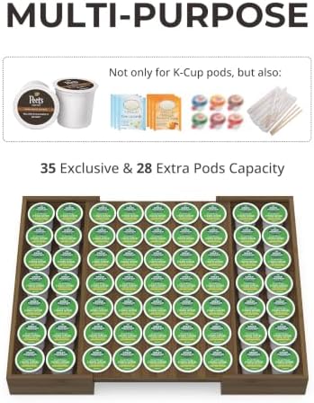 Bamboo Coffee Pod Drawer Organizer for K-Cups,35 Pods - Image 5