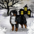 CafePress BERNESE MOUNTAIN DOG SNOWY DAY Tumbled Stone - Set of 4 Coasters Set of 4 w/holder - Image 2