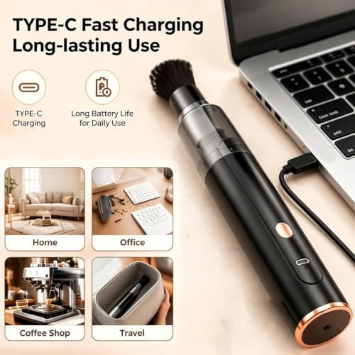 Coffee Grinder Vacuum Cleaner, 25w Strong Suctio, Rechargeacordless Abs Design with Detachable Dust Cup for Coffee Grinder Brush & Portafilter Rechargeable Tool - Image 3