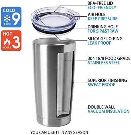 HASLE OUTFITTERS 20oz Tumblers Bulk Stainless Steel Cups with Lid Double Wall Vacuum Insulated Coffee Mugs for Cold & Hot Drinks 8 Pack - Image 4