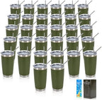 IEOVIEE 32 Pack 20oz Stainless Steel Insulated Bulk Tumblers with Lid&Straw by IEVOIEE
