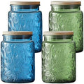 ANSQU 4-Pack Vintage Glass Jars with Airtight Lids, 23.7oz Coffee Canisters by ANSQU