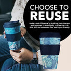 Ecoffee Cup 14oz (400ml) William Morris Reusable Coffee Cup – PLA Plant-Based Travel Mug with Silicone Lid, Melamine Free & Dishwasher Safe – Acanthus - Image 3