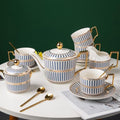 CwlwGO-15 Piece Bone China Tea Cups Sets,British Cups and Saucers Service for 4,Tea/Coffee Cup Set with Teapot Sugar Bowl Cream Pitcher Spoon,Gifts Box. by HappleCwlwgoHome