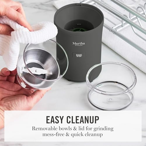 Martha Stewart Electric Coffee & Spice Grinder with Dual Bowls, Caviar Gray - Image 6