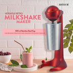Retro Milkshake Maker - 100W Electric Milk Frother, 500ml Stainless Steel Cup, 2 Speed Settings for Smoothies, Protein Shakes, Cocktails & More (Red) - Image 6