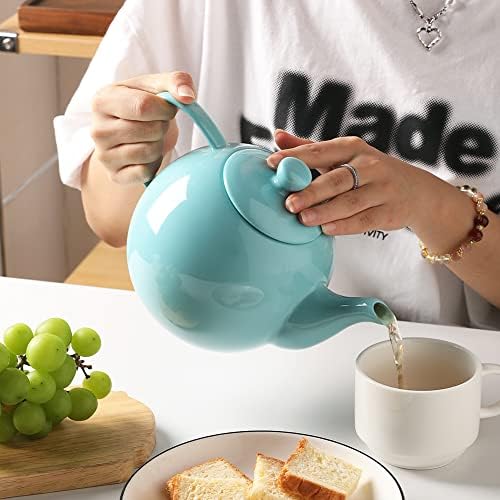 Sweejar Ceramic Tea Pots,40OZ Porcelain Teapot with Infuser(Turquoise) - Image 4