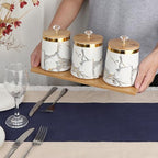 JUXYES Set of 3 Marble Spices Sugar Coffee Tea Canister with Airtight Lid - Image 5