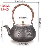 Classic tea kettle, Cast Iron Teapot,Japanese Tetsubin Tea Kettle Cast Iron Teapot with Copper Lid Handle, for Green Tea and Mint, Fruity and Citrus, 1200ml - Image 2