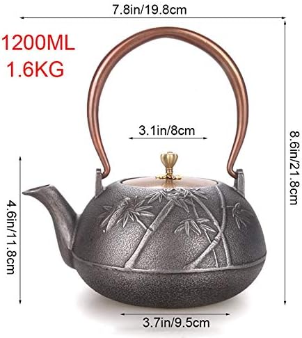Classic tea kettle, Cast Iron Teapot,Japanese Tetsubin Tea Kettle Cast Iron Teapot with Copper Lid Handle, for Green Tea and Mint, Fruity and Citrus, 1200ml - Image 2