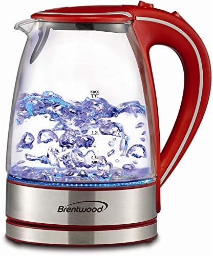 Brentwood Appliances KT-1900R Tempered Glass Tea Kettles, 1.7-Liter, Red - Image 4
