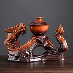 Ceramic Teapot with Infuser Semi Automatic Tea Set Magic Teapot with 8 cups Gradient Color (Yellow Dragon- A) - Image 3
