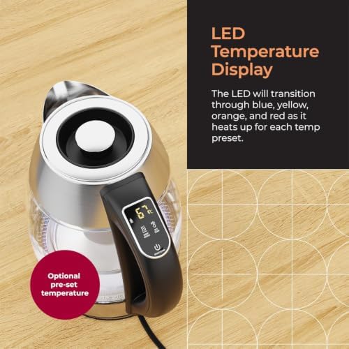 Mueller Living 1.8L Electric Glass Kettle with Smart Handle LED Display - Image 5