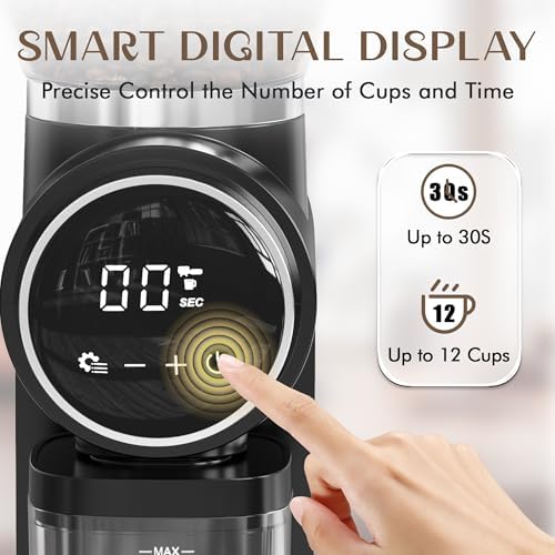 AYCHIRO Electric Conical Burr Coffee Grinder, Coffee Mill with 30 Precise Grind Settings, Portafilter Holder & 2-12 Cup Selector for Espresso, Drip, French Press, Black silver - Image 4