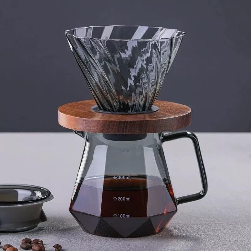 Cafecito Pour Over Coffee Maker Set – 20 oz Glass Carafe with Walnut Base, V60 Dripper & Filters – 5-in-1 Hand Brew Set for Home or Office – Heat-Resistant Borosilicate Glass - Image 3