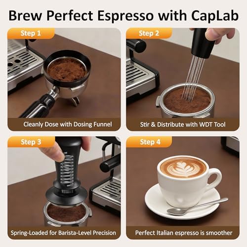 51mm Espresso Accessories Kit, Spring Loaded Calibrated Tamper, WDT Tool, Dosing Funnel Set, Fits Delonghi CASABREWS atatix and other 51mm Portafilters, for a Clean & Tidy Workspace - Image 5