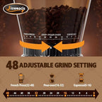 Burr Coffee Grinder, Electric Conical Coffee Bean Grinder With 48 Grind Settings Anti-static Burr Mill, Precision Electronic Timer, for Espresso/Drip/Cold Brew/French Press, Stainless Steel, Silver - Image 7