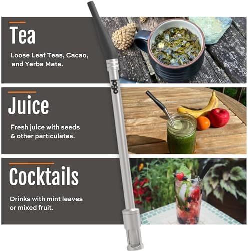 JoGo - The Original Coffee and Tea Brewing Straw - Portable Coffee Maker - Stainless Steel Single Serve Strainer - Filter Function for Hot & Cold Brew - Yerba Mate Straw for Loose Leaf Teas & Coffe - Image 5