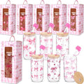 Zhehao 6 Set Cute Coquette Pink Bow Glass Cup Gift Set by Zhehao