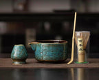 Traditional Japanese Matcha Tea Set, Handcrafted Ceramic Bowl with Bamboo Whisk, Scoop and Stand, Complete 4-Piece Ceremonial Kit for Tea Preparation by Unknown
