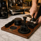 Kardox Walnut Espresso Tamping Station, Tamping Mat & Espresso Tool Organizer - Image 2