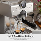 Electactic Espresso machine with Cold Brew, 20 Bar Espresso Maker with Milk Frother Steam Wand, Stainless Steel Coffee Machine with Removable Water Tank for Cappuccino, Latte, Home & Office - Image 2
