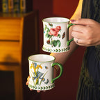 Pastoral Coffee Mug Set of 4-15.2 Oz Large Capacity Porcelain In-Glaze Cups for Tea, Latte, Cocoa - Dishwasher & Microwave Safe, Great Housewarming Gift-Iris - Image 5