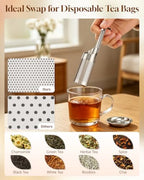 2 Pack Tea Infuser & Tea Scoop Set, 2-in-1 Loose Leaf Tea Brewing Kit, Extra Fine Mesh Stainless Steel Tea Strainer with Rotating Scoop Design, Easy Fill Reusable Tea Steeper for Tea, Spices & Herbs - Image 3