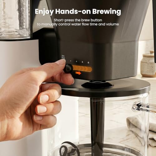 Kismile SCA Certified 8-Cup Coffee Maker, 6-Min Quick Brew, Hot & Cold Brew Coffee Machine, Adjustable Flow Control, Magnetic Anti-Drip, Keep Warm, DIY Manual Mode, Dishwasher Safe, Pearl White - Image 5