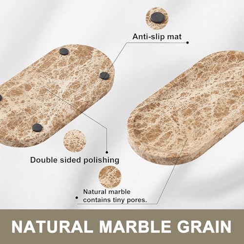 Natural Marble Serving Tray (9.8x4.7 Inch) & Marble 4 Coasters Set - Elegant Table Decor for Living Room and Coffee Table, Modern Home Accessories, Gift for Housewarming - Image 5