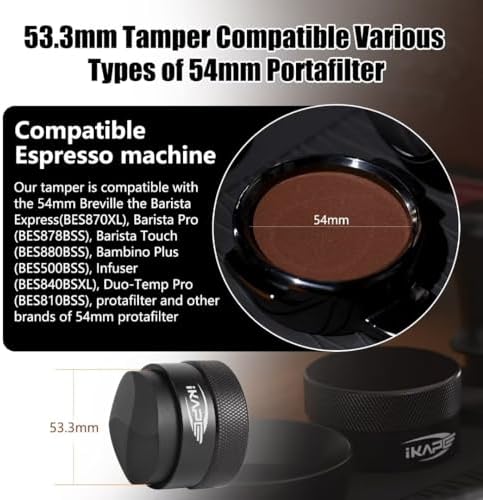 IKAPE 53MM Coffee Distributor, Black Design of Bottom Propeller, Gravity Adaptive Espresso Distributor Fits All 54MM Espresso Portafilter, Compatible with 54MM Breville Bottomless Portafilter - Image 2
