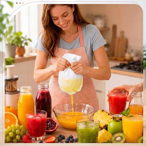 Woanger 40 Pack Reusable Fine Mesh Strainer Bags with Stainless Steel Handle, Large Capacity Nut Filter Bags for Juice, Almond Milk, Coffee, Soup, Bean Beverage & Cold Brew – Sturdy Nylon Strainers - Image 2
