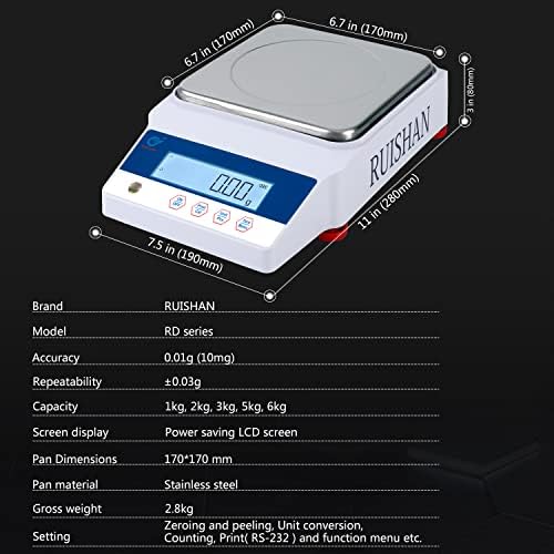 Lab Balance Scale 3000gx0.01g High Precision Electronic Digital Analytical Balance Gram Scale .01g Accuracy Gn DWT GSM Unit Laboratory Kitchen Jewelry Scientific Gold Industrial Postal Scales - Image 4