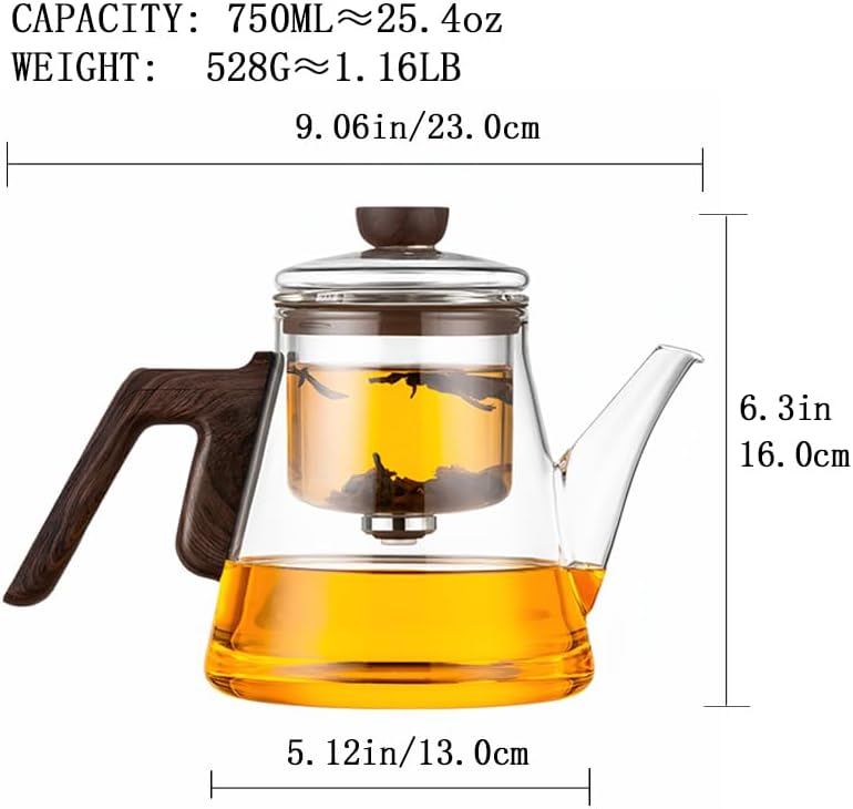 Small 25.4oz Enchanted Glass Teapot, YJX Magnetic Brewing Tea Pot Designed for Convenience, Witchcraft Magic Tea with Infuser for Loose Leaf and Herbal Teas(750ml) - Image 6