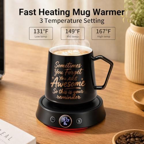 Coffee Mug Warmer & Mug Set, Electric Cup Warmer for Desk, 12H Timer - Image 4