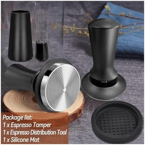 4 Pcs Coffee Utensil Stainless Steel Powder Press Hammer Loose Powder Needle Powder Ring Practical Professional Coffee Tools(Black 51MM-4 Pcs) - Image 3