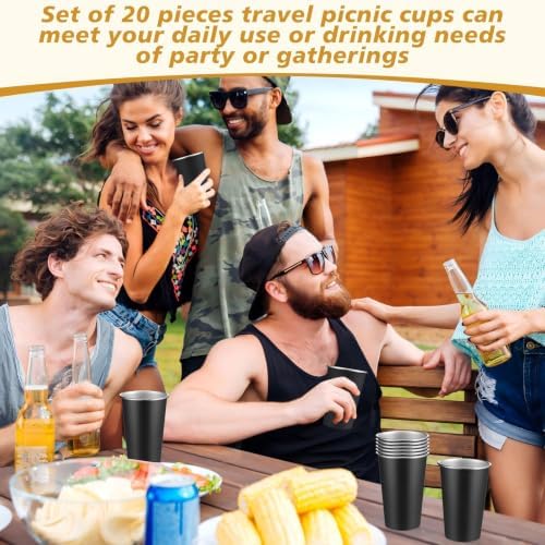 Mimorou 20 Pack 20 oz Stainless Steel Cups Metal Cup, Black - Image 4