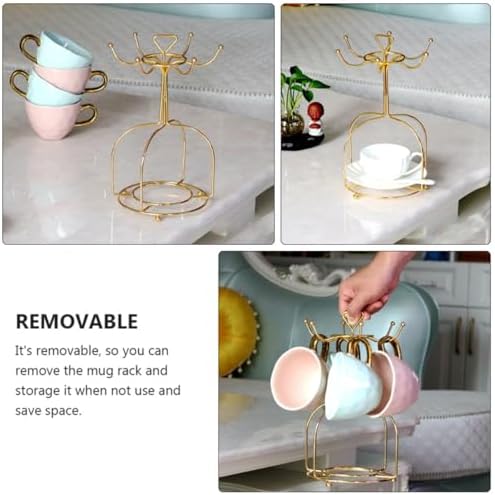 Golden Iron Mug Holder Stand for Storing and Drying Mugs - Image 3