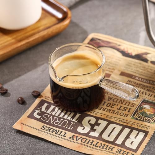 Espresso Shot Glass 2 Pack - 150ML Espresso Cups with Handle and Dual-Scale, Espresso Shot Glass with V-Shaped Mouth, 5oz Espresso Glass Measuring Cup Perfect for Espresso Shots and Milk Froth - Image 7