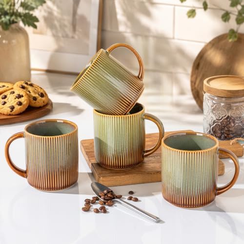 theterra Ceramic Coffee Mugs Set of 4, 14.2 oz Coffee Cups with Handle by TheTerra