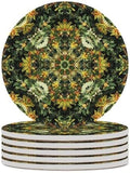 6PCS Coasters for Drinks Set, Ceramic Coasters with Cork Backing Pads, Heat Resistant Drink Coasters for Coffee Table, Natural Style Green Coaster for Tabletop Protection 4.1" Cup Mat Pad by Unknown