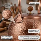 copper tea kettle, tea kettle, tea pot, stovetop, handmade, thick, whistling tea kettle, stove top, teapot for stovetop (copper,1.5L) - Image 5