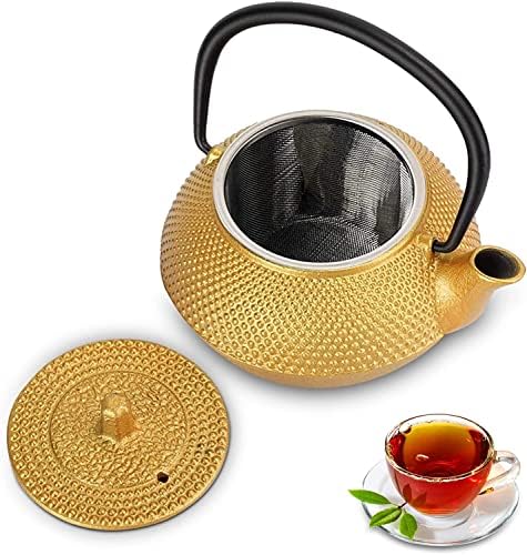 Japanese Tetsubin Cast Iron Teapot Tea Kettle pot with Strainer for Stovetop Safe Tea Kettle for Boiling Hot Water Tea, Mothers Day Gifts from Daughter,300ML by LIZEALUCKY