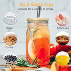 4Pack 32oz Vintage Mason Jars with Bamboo Lids, Wide Mouth Glass Cup - Image 4